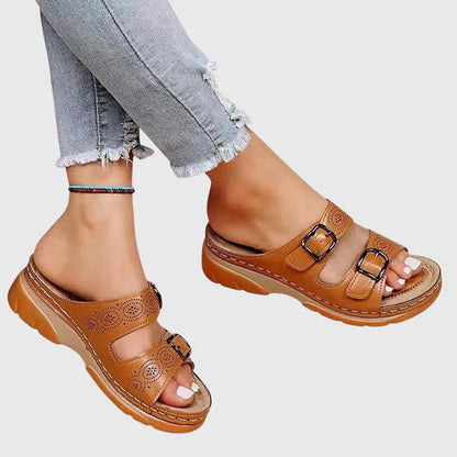 Laney | Women’s Orthopedic Buckle Strap Leather Sandals