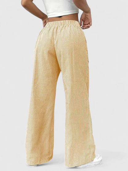 Corinne | Women’s Striped Wide Leg Linen Pants