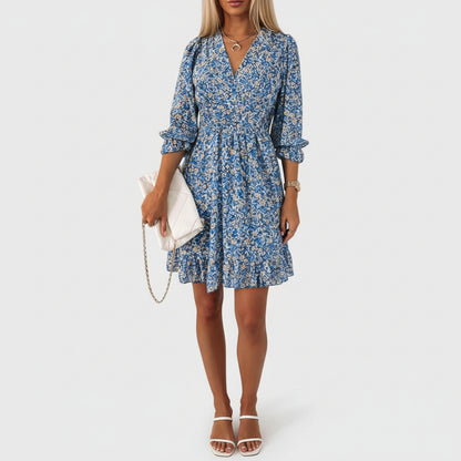 Everly | Women’s Floral Puff Sleeve Ruffle Dress