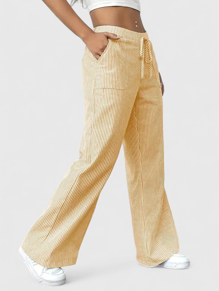 Corinne | Women’s Striped Wide Leg Linen Pants