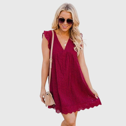 Brinley | Women’s Eyelet V-Neck Summer Dress