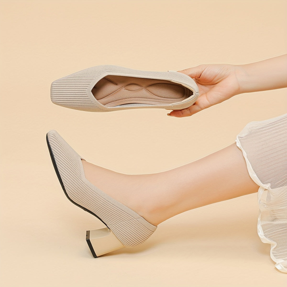 Tanya | Women’s Textured Block Heel Pumps