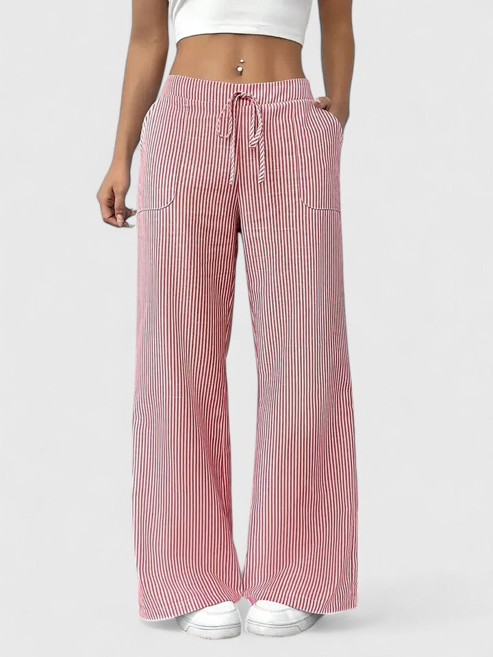 Corinne | Women’s Striped Wide Leg Linen Pants
