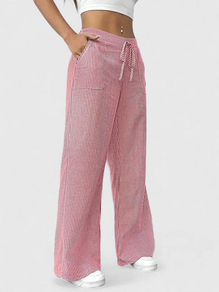Corinne | Women’s Striped Wide Leg Linen Pants
