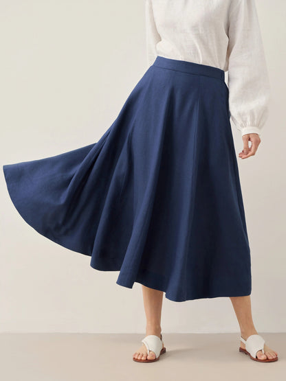 Lorelei | Women’s Linen Flowy A-Line Midi Skirt