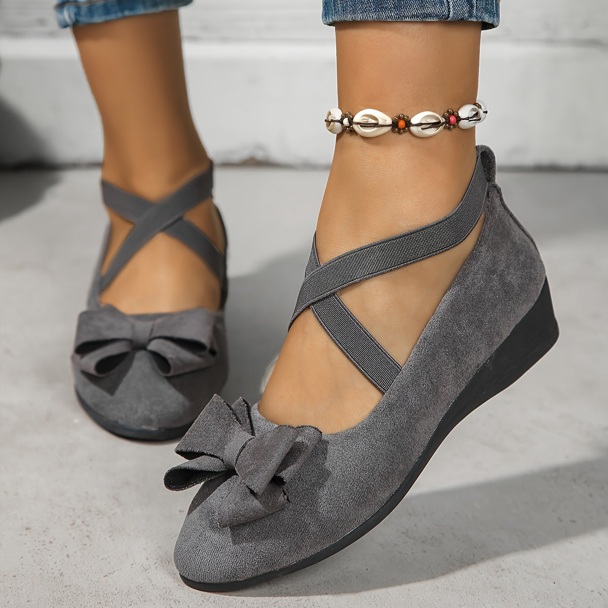 Isolde | Women’s Sophisticated Bow Detail Wedge Loafers