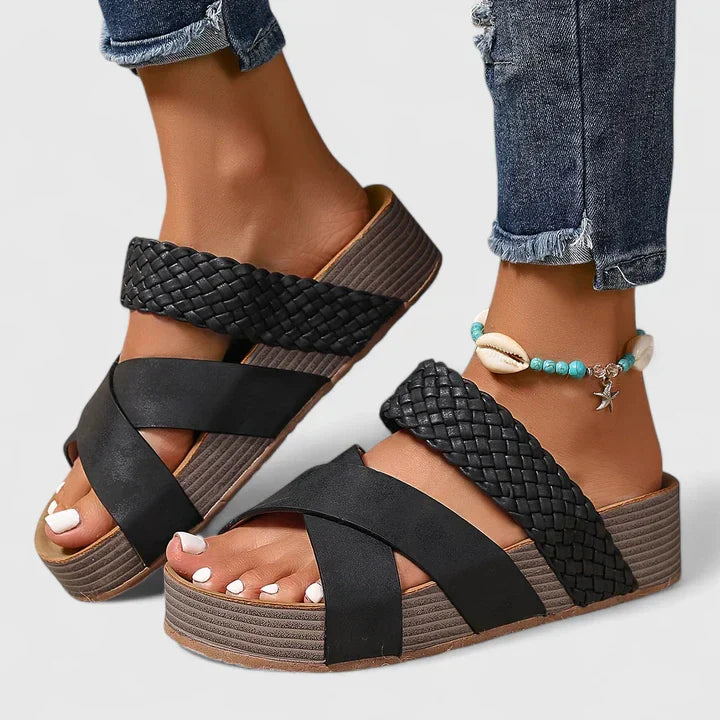 Tinsley | Women’s Orthopedic Woven Platform Slide Sandals