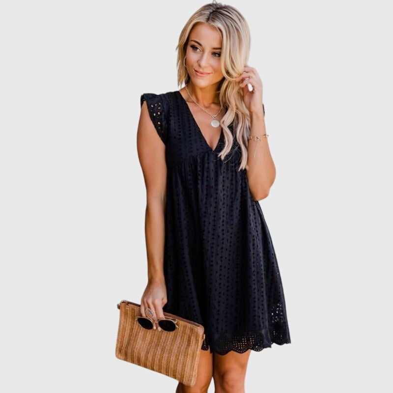 Brinley | Women’s Eyelet V-Neck Summer Dress