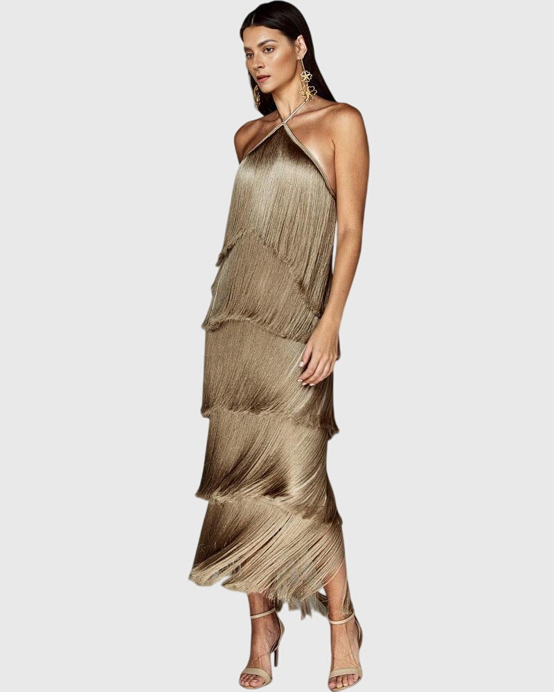 Dakota | Women’s Halter Fringe Tassel Maxi Dress