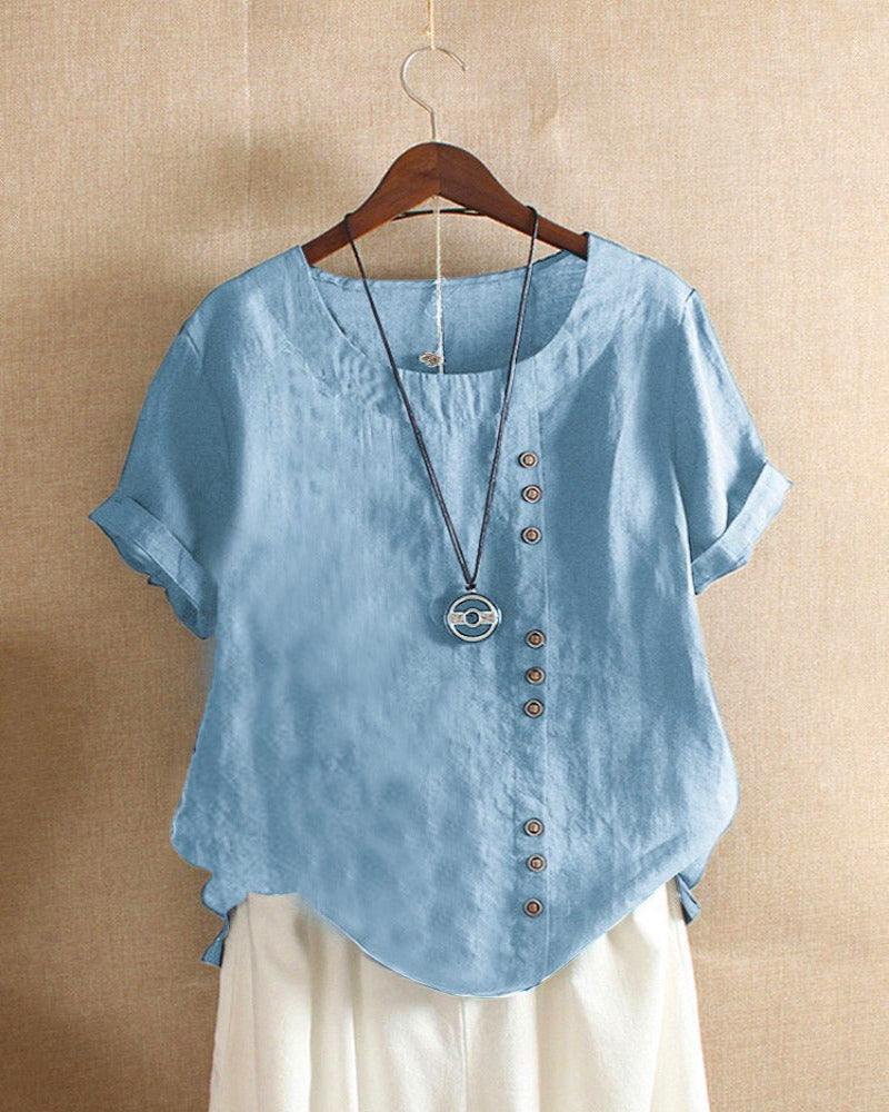 Haley | Women’s Summer Button Detail Casual Blouse