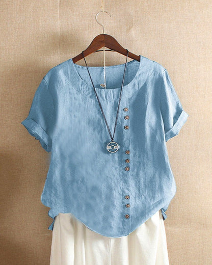 Haley | Women’s Summer Button Detail Casual Blouse