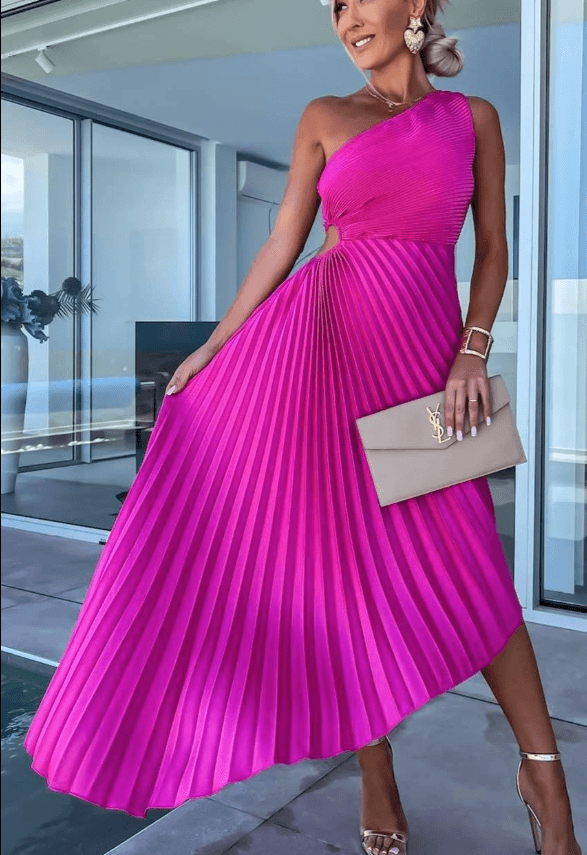 Emerson | Women’s One-Shoulder Pleated Maxi Dress for Wedding Guests