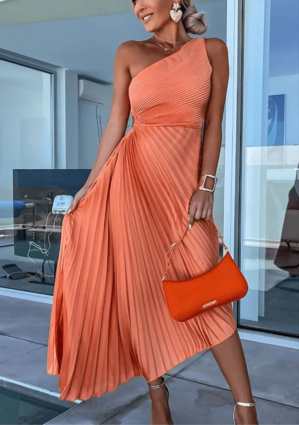 Emerson | Women’s One-Shoulder Pleated Maxi Dress for Wedding Guests