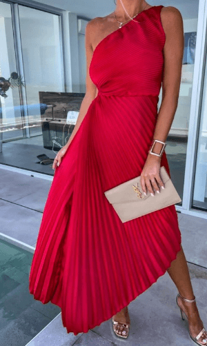 Emerson | Women’s One-Shoulder Pleated Maxi Dress for Wedding Guests