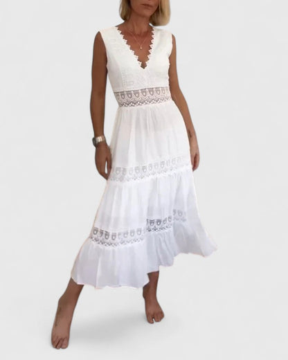 Genevieve | Women’s Lace-Trim Midi Dress