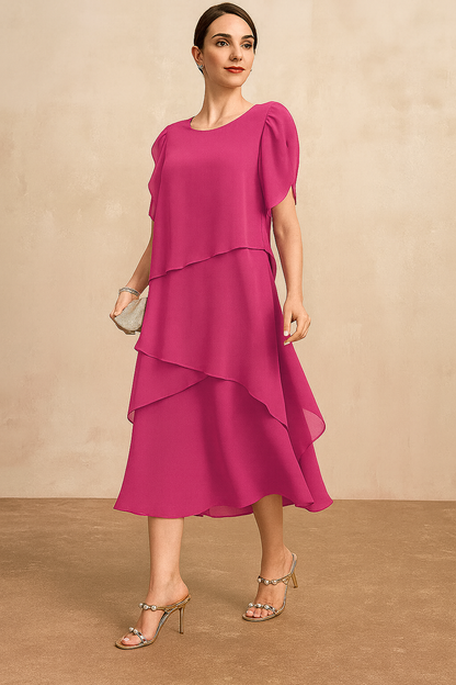 Violetta | Women’s Classic Layered Chiffon Midi Dress