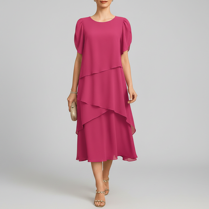 Cali | Women’s Soft Layered Chiffon Midi Dress
