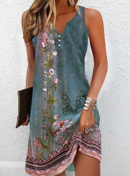 Lennon | Women’s Asymmetric Abstract Art Summer Midi Dress
