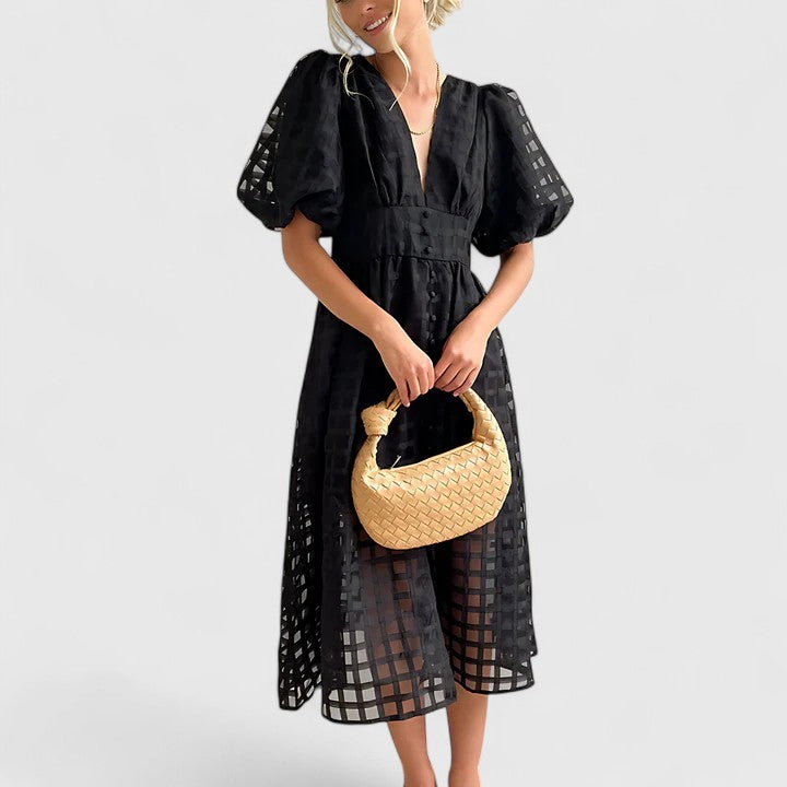 Queen | Women’s Elegant Eyelet Midi Dress