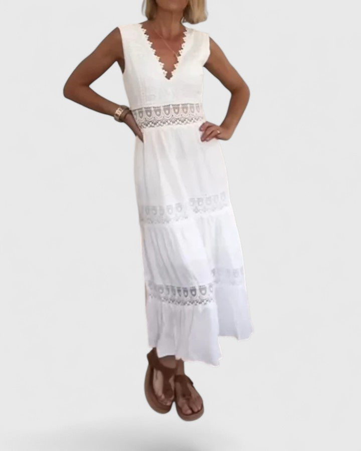 Genevieve | Women’s Lace-Trim Midi Dress