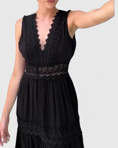 Genevieve | Women’s Lace-Trim Midi Dress