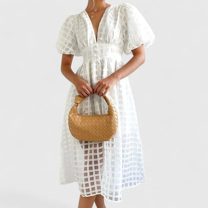 Queen | Women’s Elegant Eyelet Midi Dress