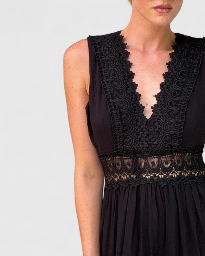 Genevieve | Women’s Lace-Trim Midi Dress