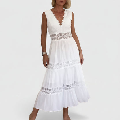 Tallia | Women’s Lace Trim V-Neck Tiered Midi Dress