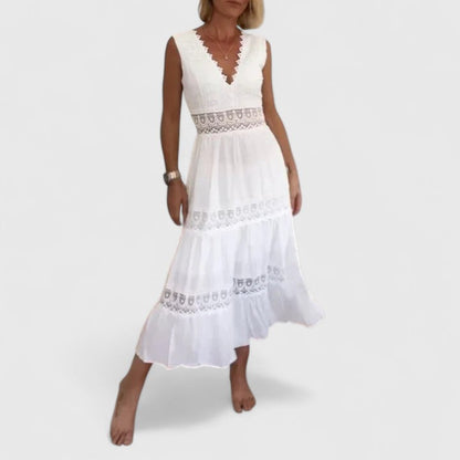 Genevieve | Women’s Lace-Trim Midi Dress
