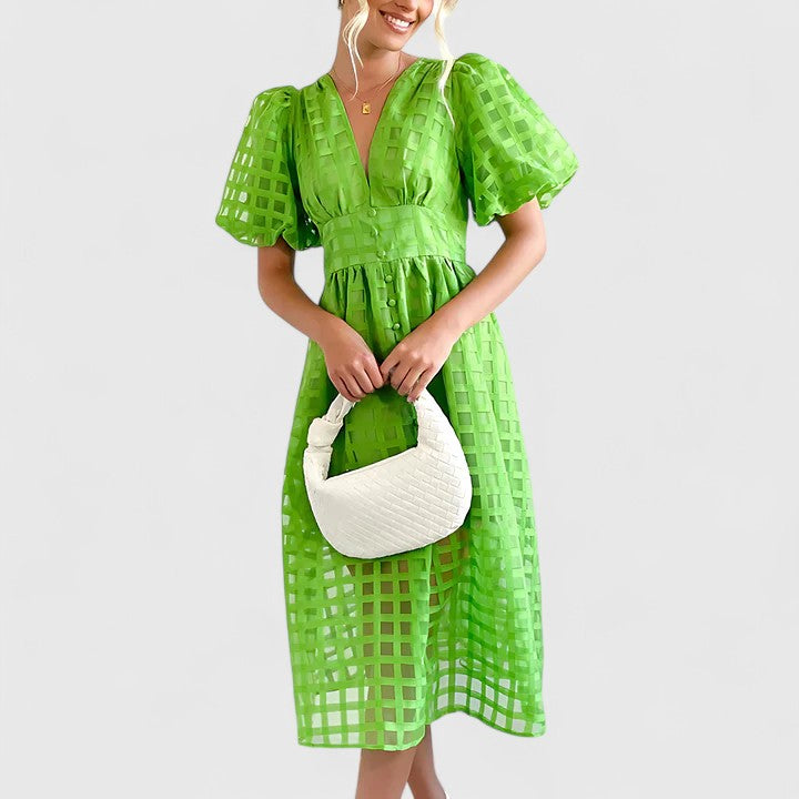 Queen | Women’s Elegant Eyelet Midi Dress