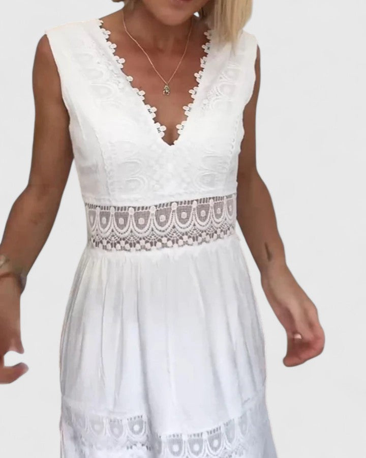 Genevieve | Women’s Lace-Trim Midi Dress