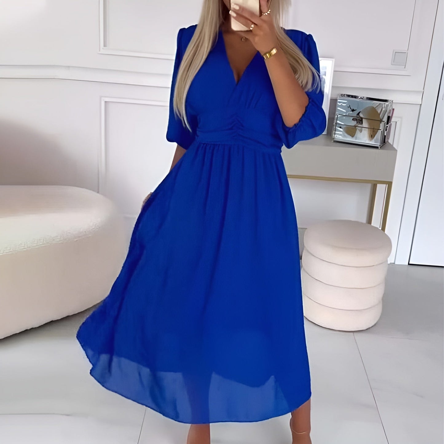 Evadne | Women’s V Neck Midi Dress