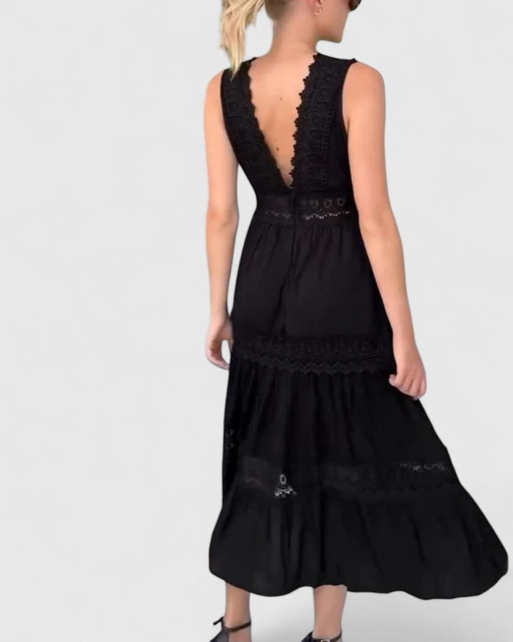Genevieve | Women’s Lace-Trim Midi Dress