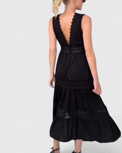 Genevieve | Women’s Lace-Trim Midi Dress