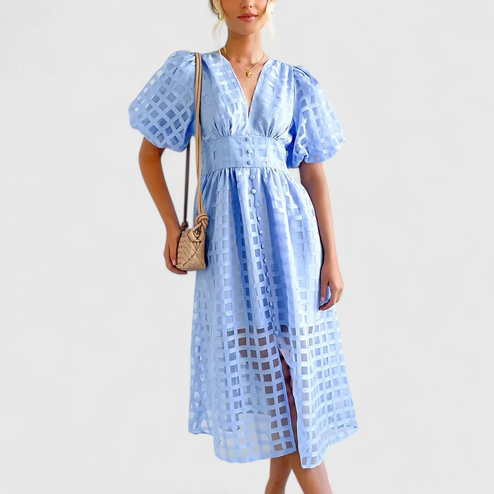 Queen | Women’s Elegant Eyelet Midi Dress