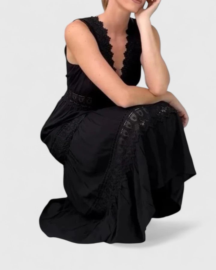 Genevieve | Women’s Lace-Trim Midi Dress