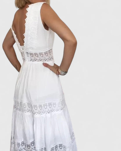 Genevieve | Women’s Lace-Trim Midi Dress