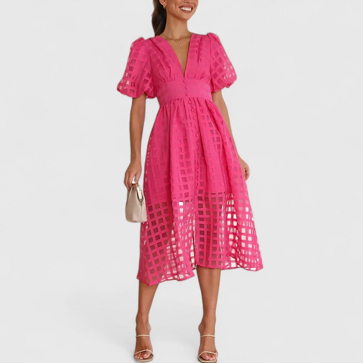 Queen | Women’s Elegant Eyelet Midi Dress