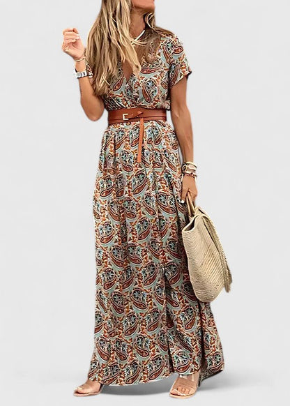Remi | Women’s Casual Boho V-Neck Maxi Dress