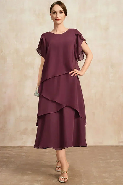 Cali | Women’s Soft Layered Chiffon Midi Dress