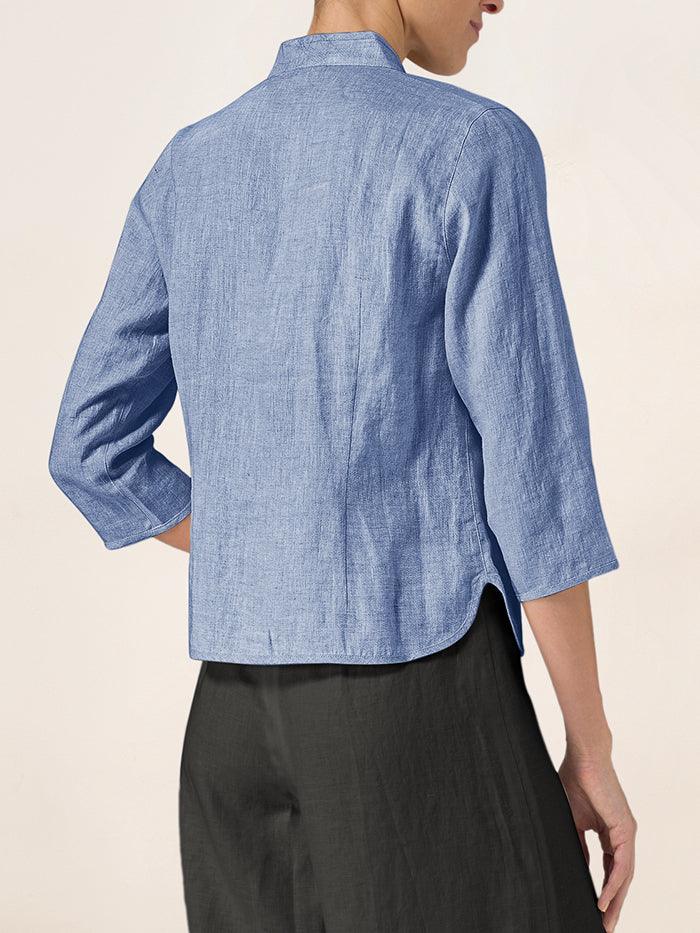 Imogen | Women’s Linen Hand Button Fitted Blouse