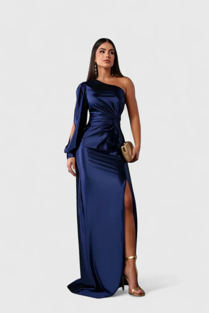 Vivienne | Women’s Elegant Satin Slit Maxi Dress
