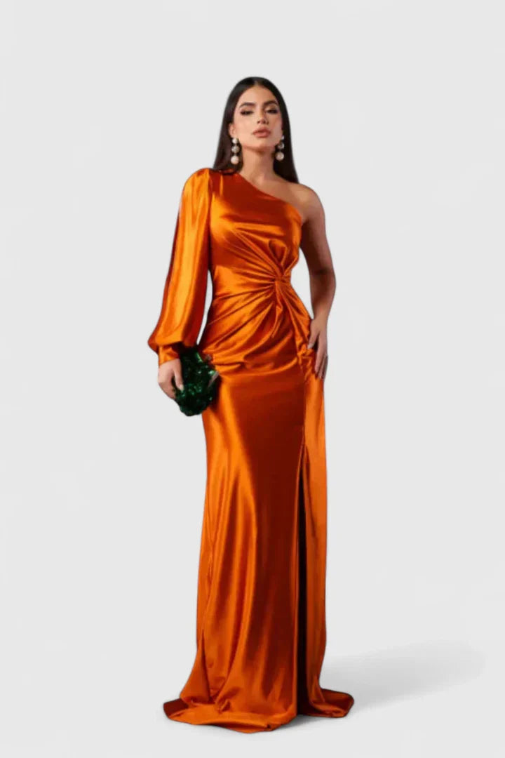 Vivienne | Women’s Elegant Satin Slit Maxi Dress