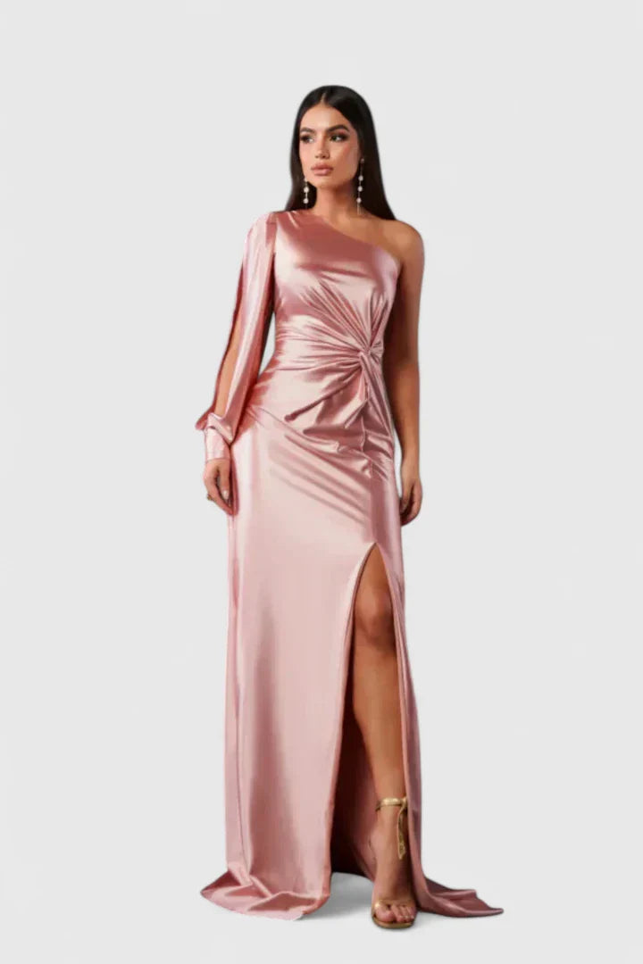 Vivienne | Women’s Elegant Satin Slit Maxi Dress