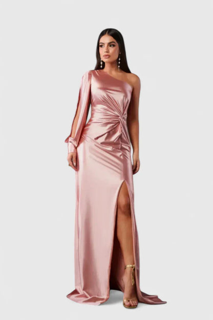 Vivienne | Women’s Elegant Satin Slit Maxi Dress