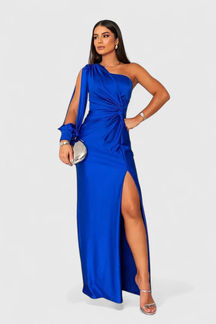 Vivienne | Women’s Elegant Satin Slit Maxi Dress