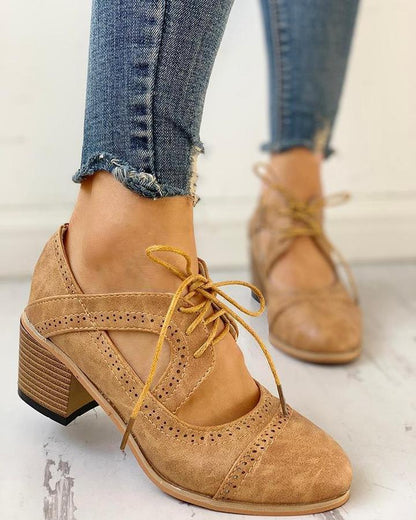 Briarose | Women’s Heeled Lace-Up T-Strap Orthopedic Shoes
