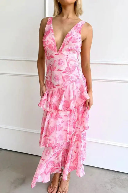 Isadora | Women’s Elegant Floral Tiered Maxi Dress