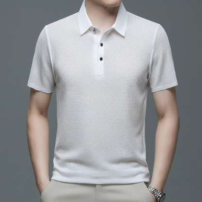 Jason | Men’s Textured Short Sleeve Button Polo Shirt