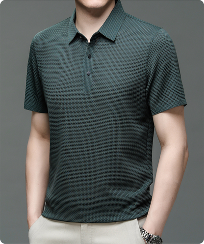 Jason | Men’s Textured Short Sleeve Button Polo Shirt